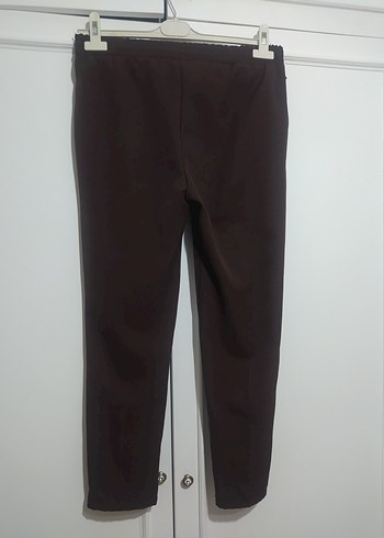 Kadın Kahverengi Midi Rahat Kesim Kumaş Pantolon - Görsel 3