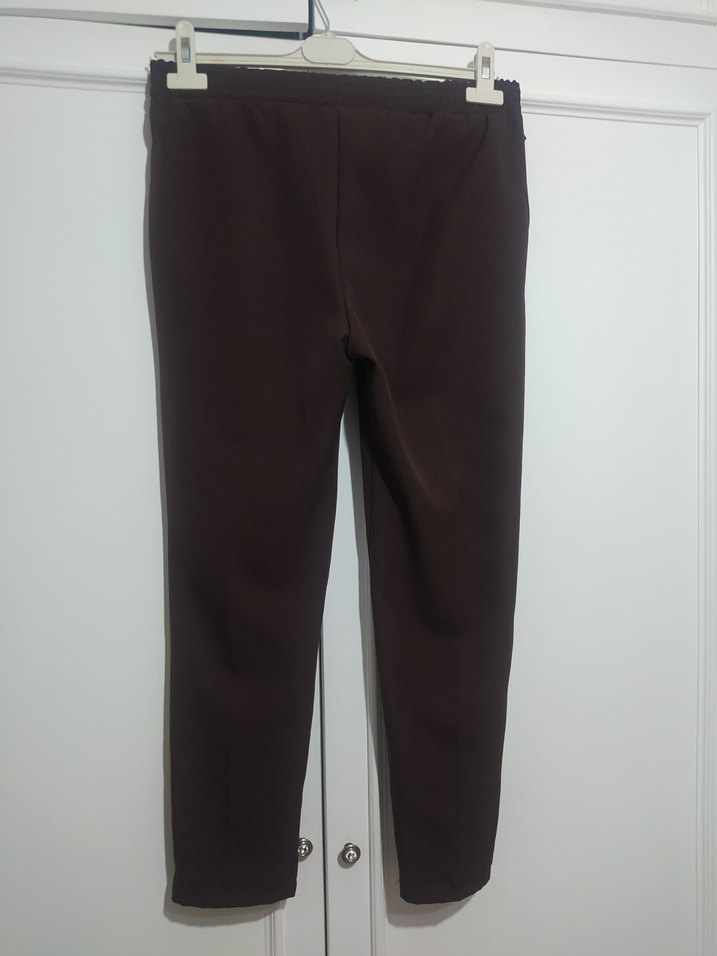 Kadın Kahverengi Midi Rahat Kesim Kumaş Pantolon - Görsel 3