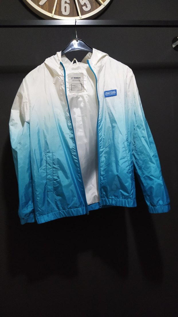 Mavi Şeffaf Tie-Dye Erkek çocuk Yağmurluk - Görsel 2