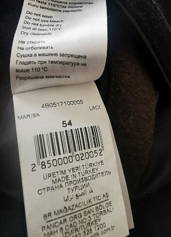 54 Beden gri Renk Beymen kaşe erkek kaban yeni