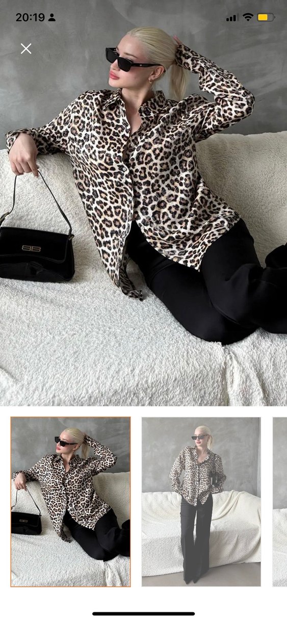Kahverengi Leopar Desenli Kadın gömlek - Görsel 3