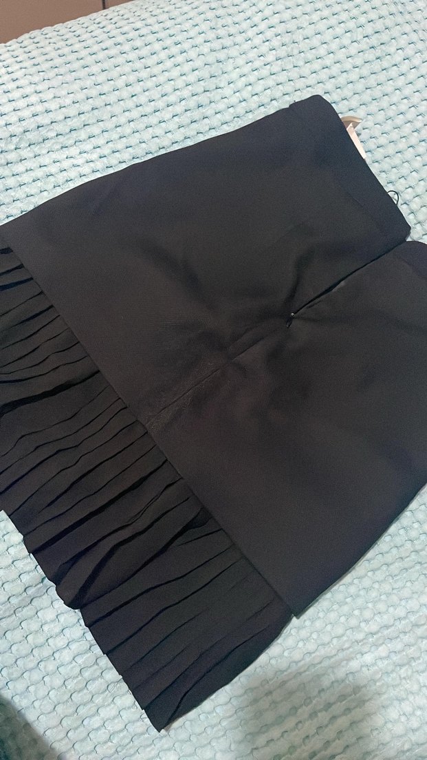 Siyah Pilili Midi Kadın Etek - Görsel 2