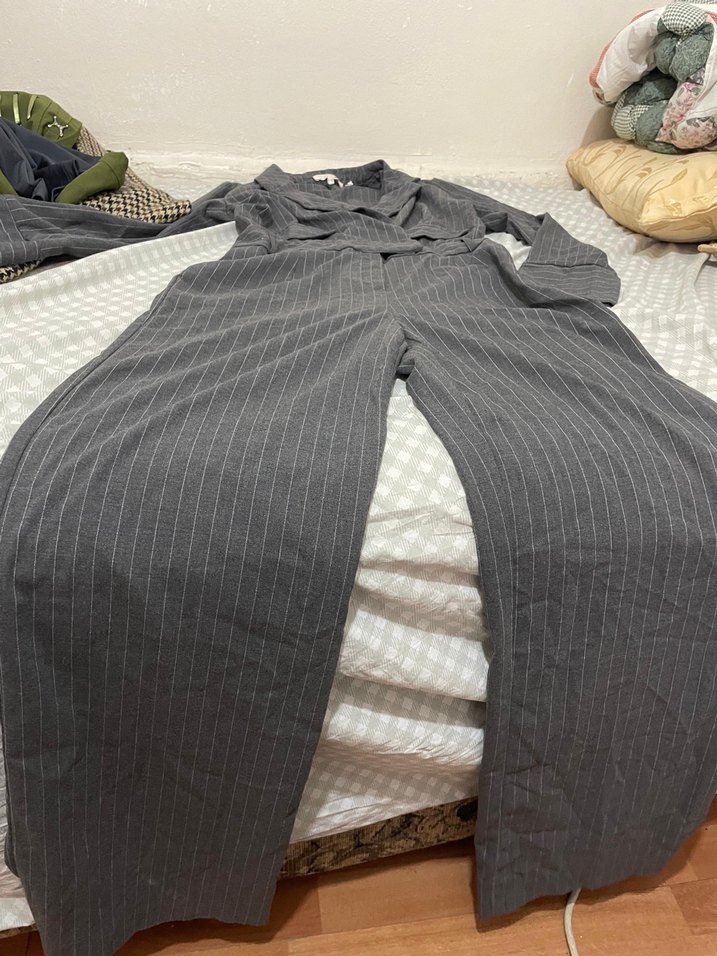 Gri Kadın Uzun Kollu kışlık tulum - Görsel 5