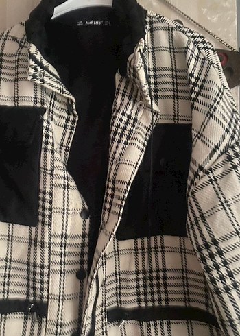 Düğmeli Siyah kareli ceket - Görsel 3