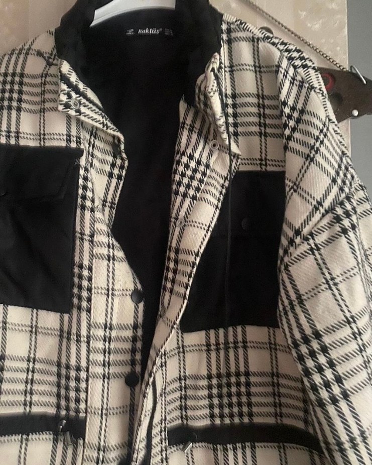 Düğmeli Siyah kareli ceket - Görsel 3