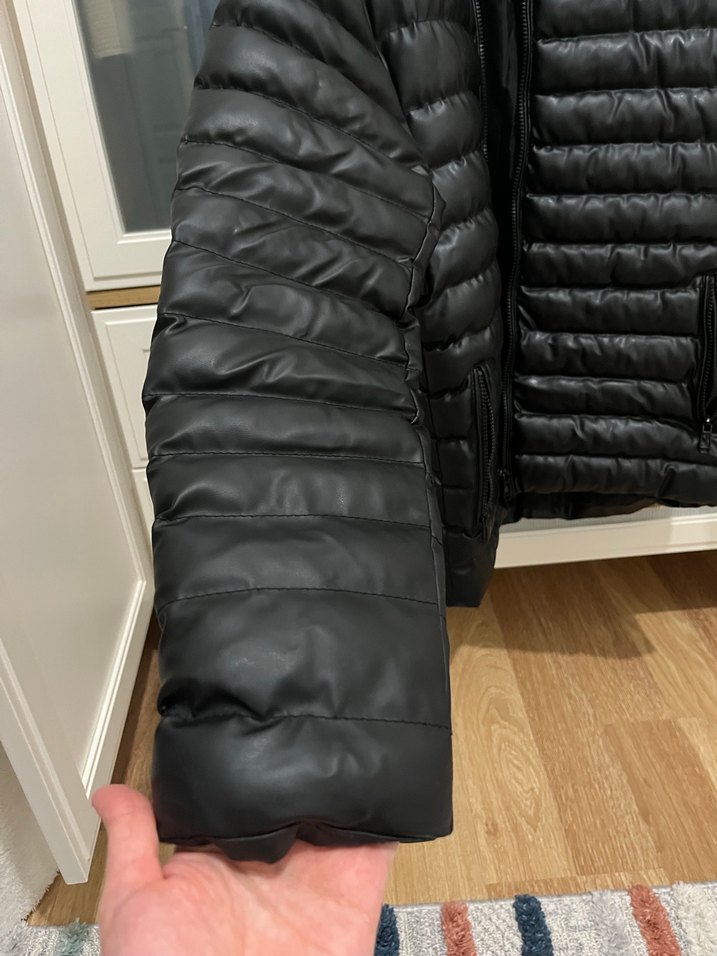 Erkek Siyah Deri Fermuarlı Mont - Görsel 4