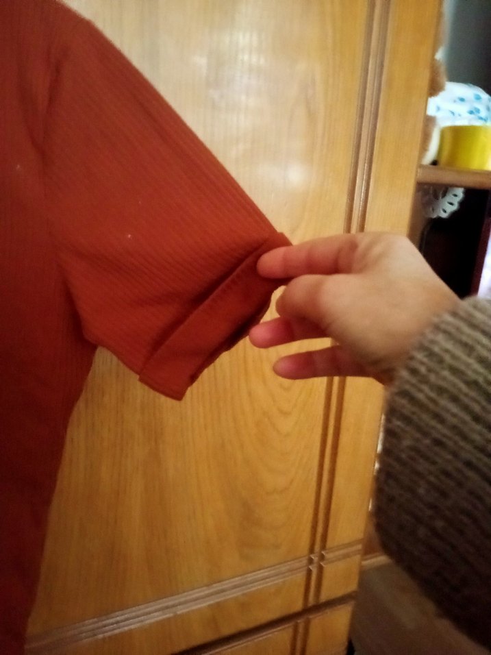 V Yaka Kahverengi Kısa Kollu Kadın Tişört - Görsel 2