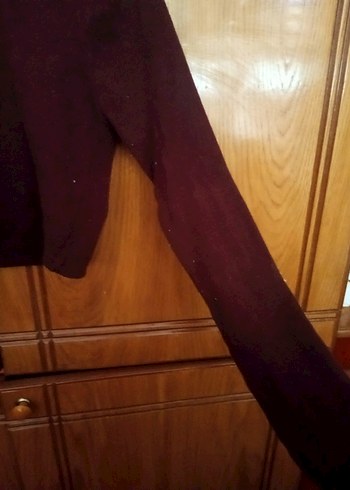 Bordo Kadın Fitilli Uzun Kollu Triko Kazak - Görsel 3