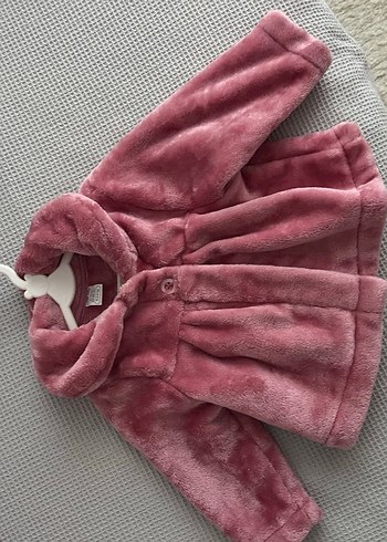 Kız Çocuk Pembe Kürklü Peluş Ceket - Görsel 2