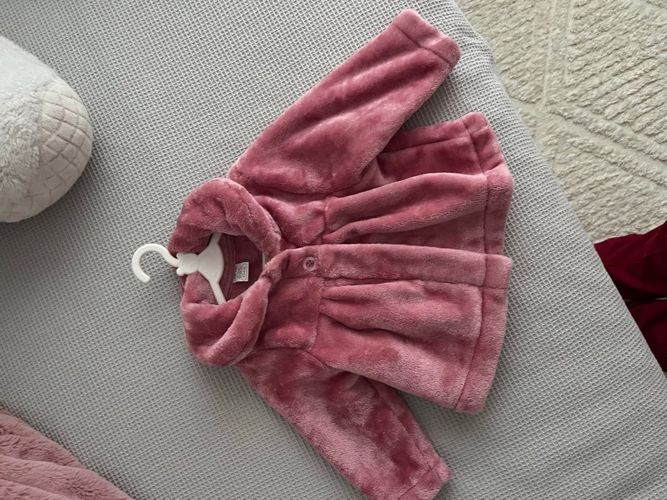 Kız Çocuk Pembe Kürklü Peluş Ceket - Görsel 2