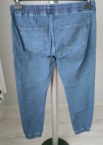 erkek Mavi Gri Kemerli Bol Kesim Kot Pantolon - Görsel 4