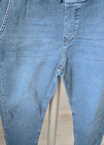 erkek Mavi Gri Kemerli Bol Kesim Kot Pantolon - Görsel 2