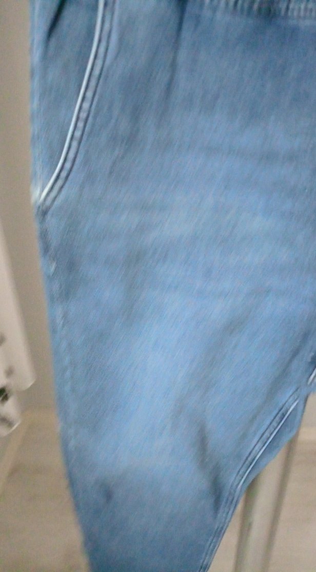 erkek Mavi Gri Kemerli Bol Kesim Kot Pantolon - Görsel 3