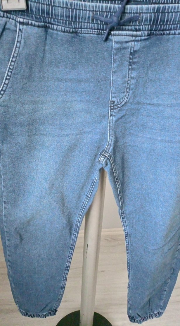 erkek Mavi Gri Kemerli Bol Kesim Kot Pantolon - Görsel 2