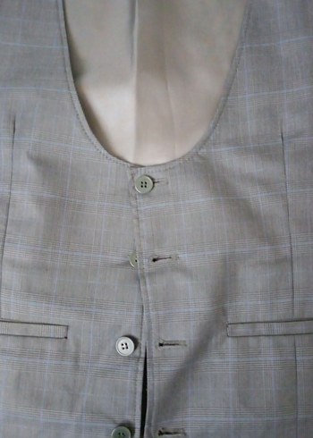 Düğmeli Gri Erkek Yelek, Normal Boy - Görsel 2