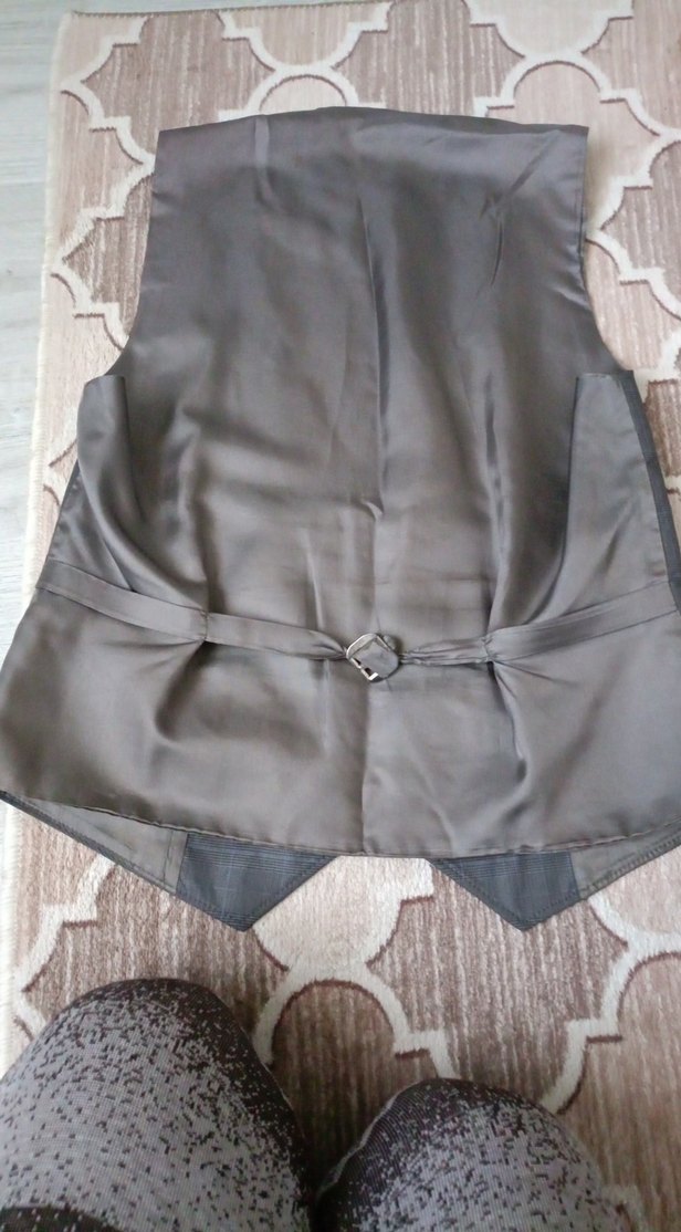 Düğmeli Gri Erkek Yelek, Normal Boy - Görsel 3