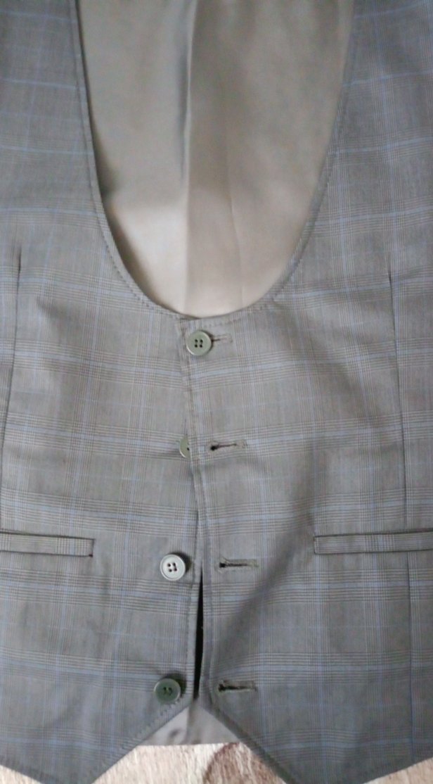 Düğmeli Gri Erkek Yelek, Normal Boy - Görsel 2