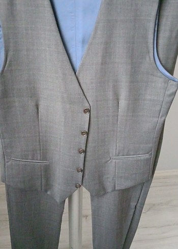 Gri Düğmeli Erkek Takım Yeleği - Görsel 2