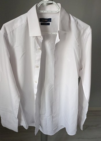 Düğmeli Beyaz Erkek Gömlek, Regular Fit, Uzun Kollu - Görsel 2