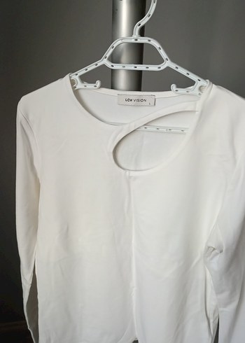 Beyaz Pamuklu Uzun Kollu Basic Bluz - Görsel 2