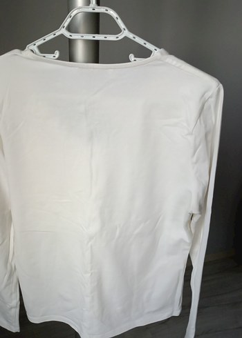 Beyaz Pamuklu Uzun Kollu Basic Bluz - Görsel 3