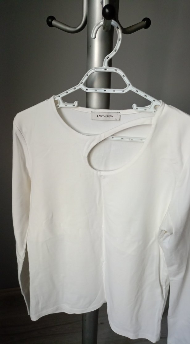 Beyaz Pamuklu Uzun Kollu Basic Bluz - Görsel 2