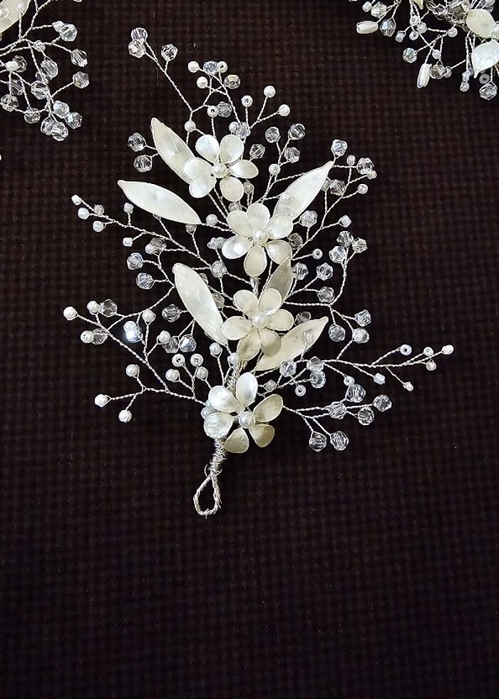 Gelin  düğün nişan söz nikah saç aksesuarı taç ,yan toka hepsi b - Görsel 2