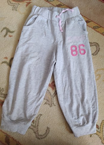 Gri Pamuklu Kız Sweatpant 86 Baskılı