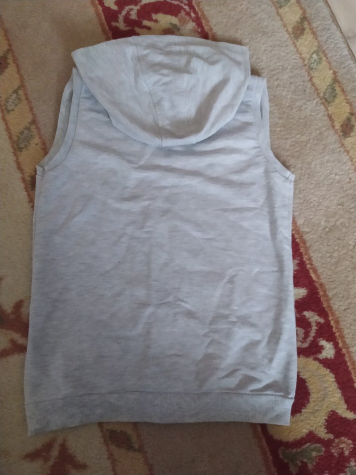 Kız Çocuk Gri Kapüşonlu Fermuarlı Yelek - Görsel 4