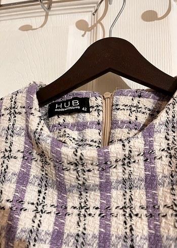 Ekose Twill Kadın Tunik Mor - Görsel 4