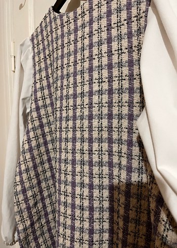 Ekose Twill Kadın Tunik Mor - Görsel 3