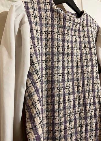 Ekose Twill Kadın Tunik Mor - Görsel 2