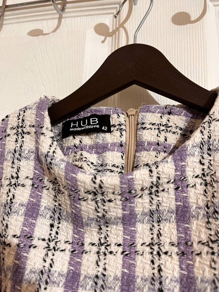 Ekose Twill Kadın Tunik Mor - Görsel 4