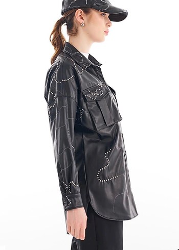 Kayra Taşlı Deri Gömlek - Görsel 8