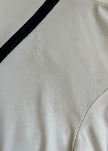 Fermuarlı Beyaz Yüksek Yakalı Sweatshirt - Görsel 2