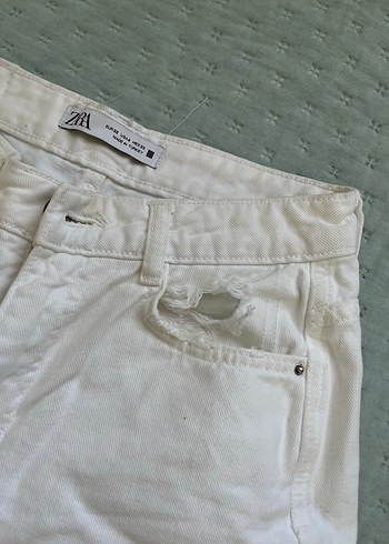 Beyaz Kot Şort - Görsel 3