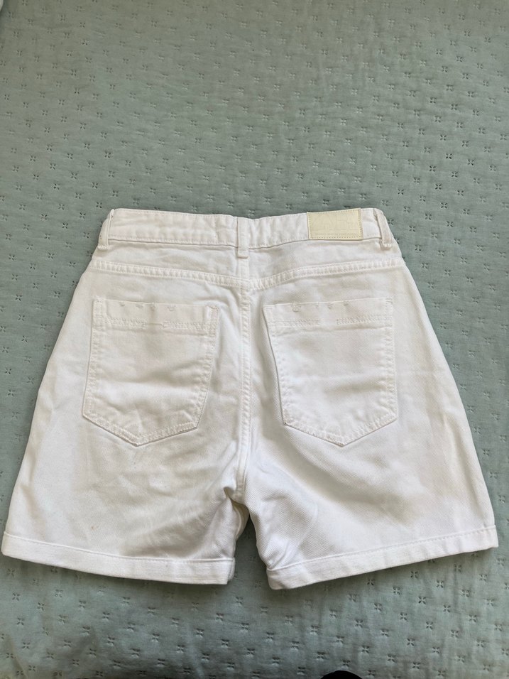 Beyaz Kot Şort - Görsel 4