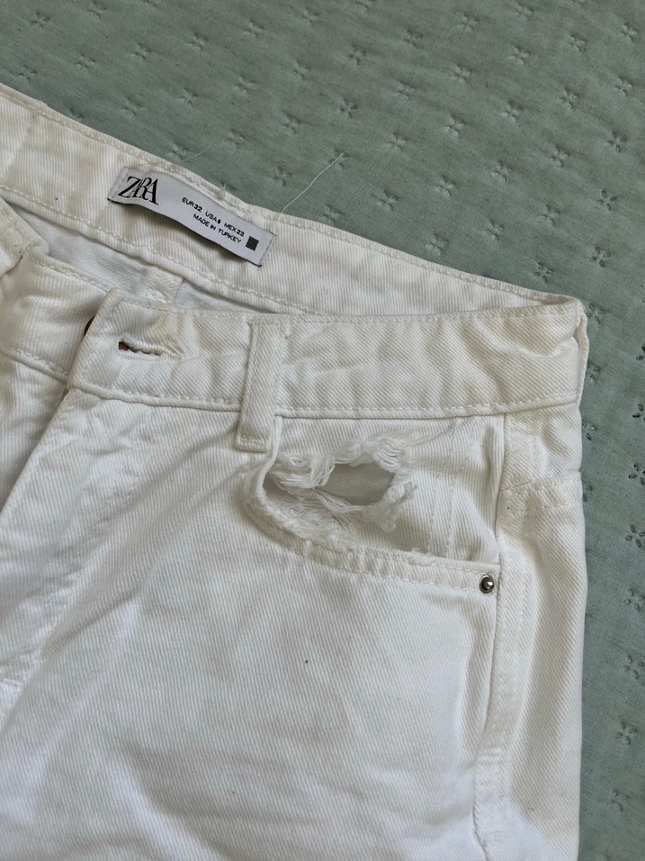 Beyaz Kot Şort - Görsel 3