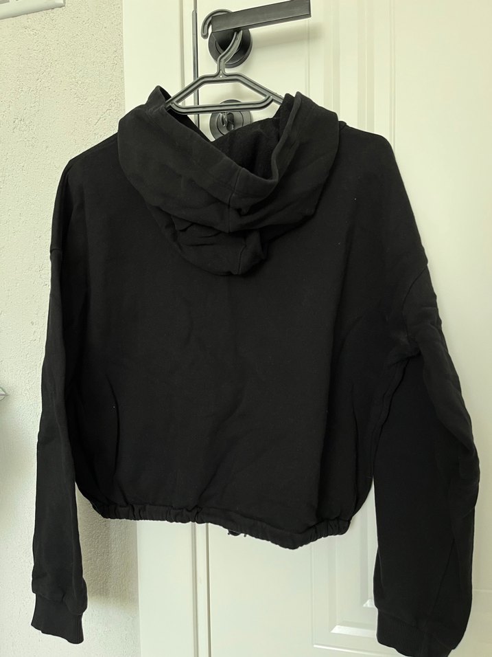 Kapüşonlu Siyah Baskılı Kadın Sweatshirt - Görsel 3