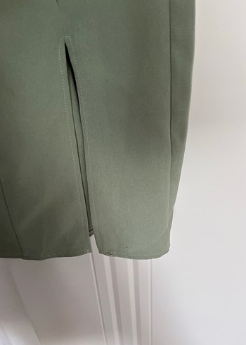 Kadın Haki Sıfır Kol V Yaka elbise - Görsel 4