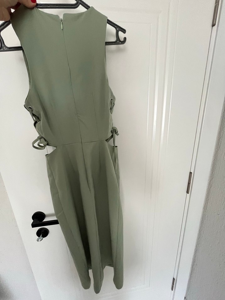 Kadın Haki Sıfır Kol V Yaka elbise - Görsel 5