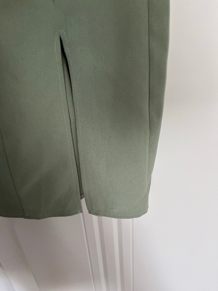 Kadın Haki Sıfır Kol V Yaka elbise - Görsel 4