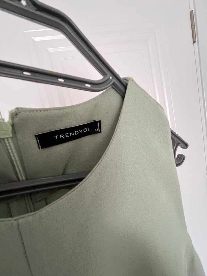 Kadın Haki Sıfır Kol V Yaka elbise - Görsel 3