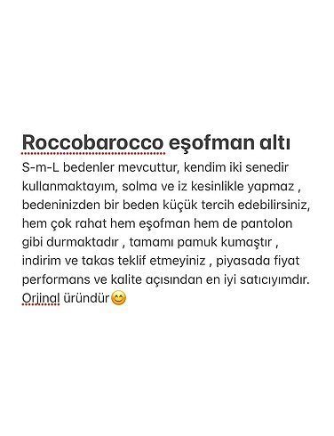 m Beden siyah Renk Roccobarocco eşofman altı