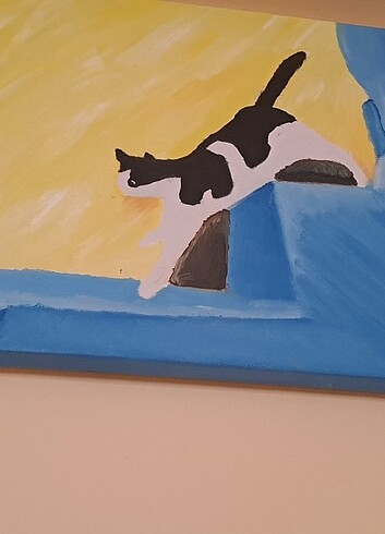  Beden Tuval tablo yağlı boya kedi