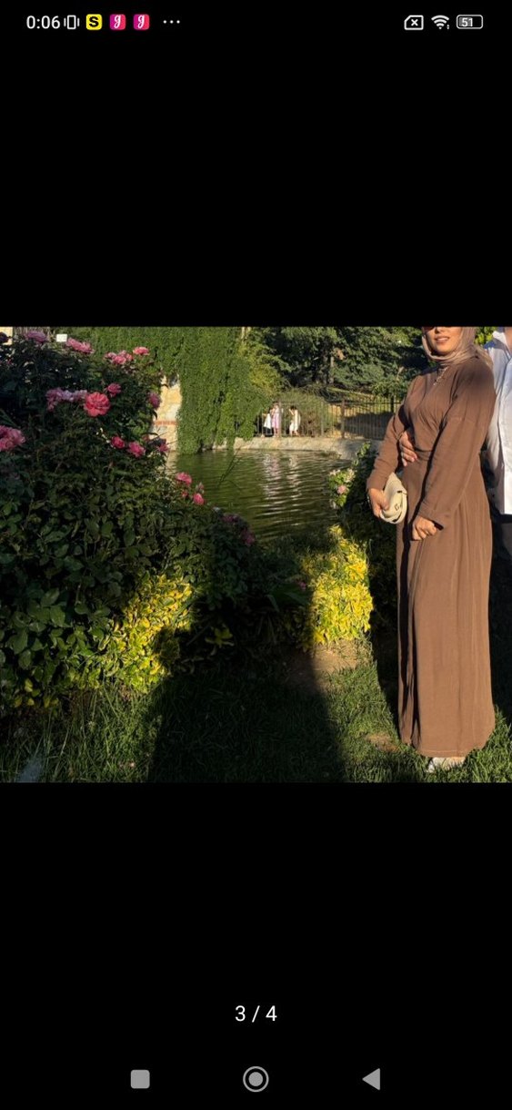 Bordo Uzun Drapeli Kadın Elbise - Görsel 3