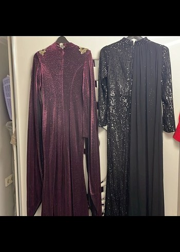 Bordo siyah tesettür elbise - Görsel 4