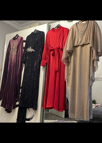 Bordo siyah tesettür elbise - Görsel 3