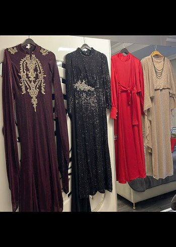 Bordo siyah tesettür elbise - Görsel 2