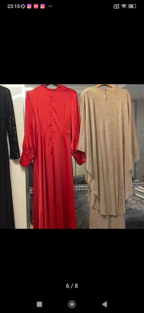 Bordo siyah tesettür elbise - Görsel 5